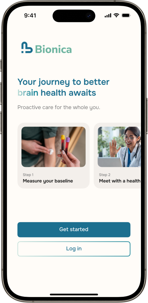 Bionica app welcome screen
