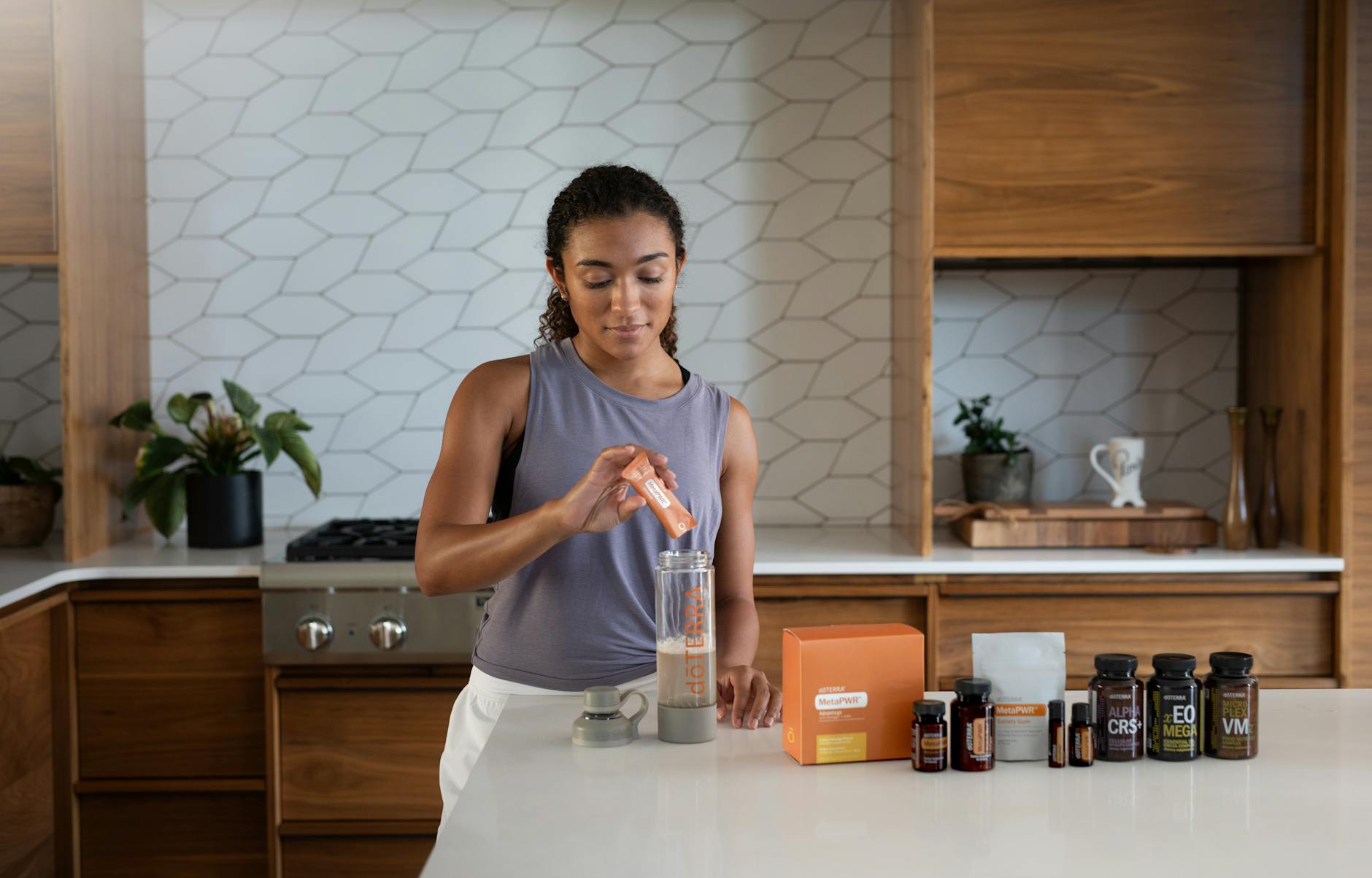 Woman with supplements